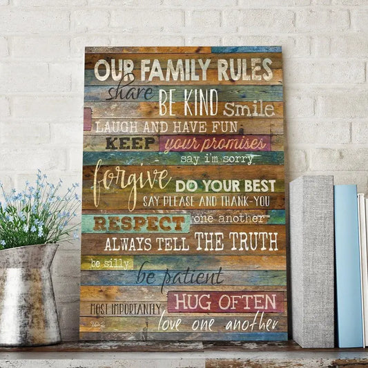 Family Rules Wooden Wall Art