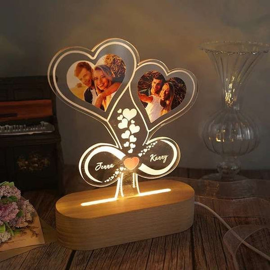 Customized Acrylic LED Lamp: Personalized Engraving and Colorization of Your Photos, Text, and Name – Complete with Box